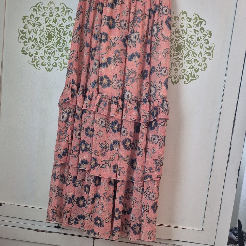 Patrons of Peace Pink and Blue Floral Maxi Skirt